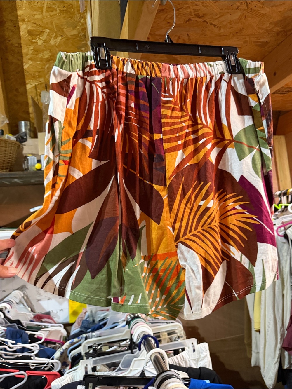 Vitamin A Tropical Leaf Print Mini Skirt - Orange, Brown, Green, Cream, Pink